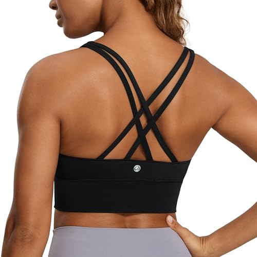 CRZ YOGA Naked Feeling Criss Cross Longline Sports Bras for Women